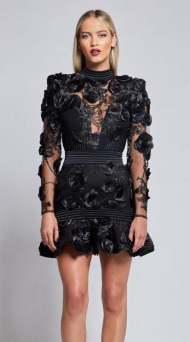 Zhivago Size 4 Long Sleeve Lace Black Cocktail Dress on Queenly