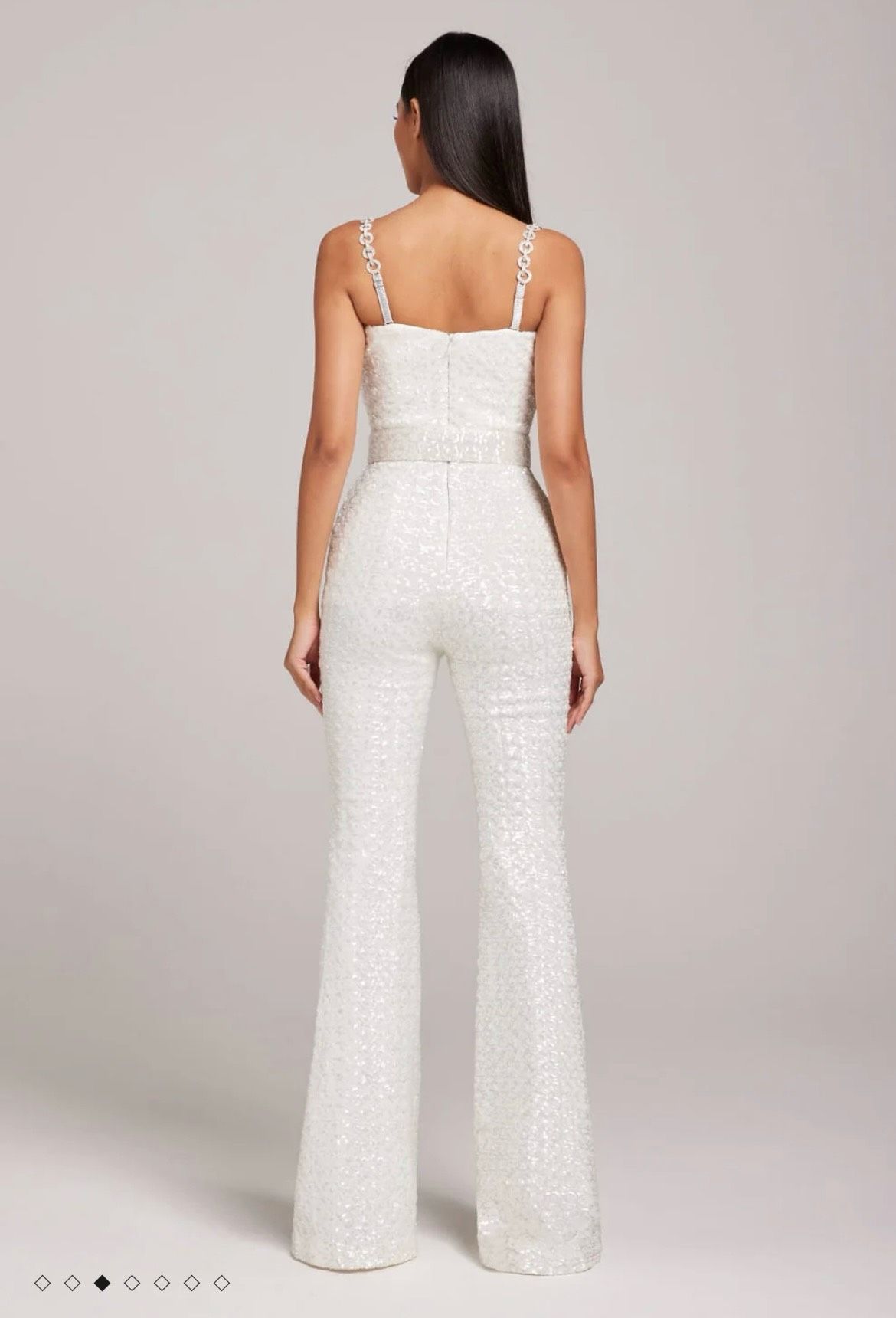 Style Lucinda Nadine Merabi Size 4 Pageant White Formal Jumpsuit on Queenly