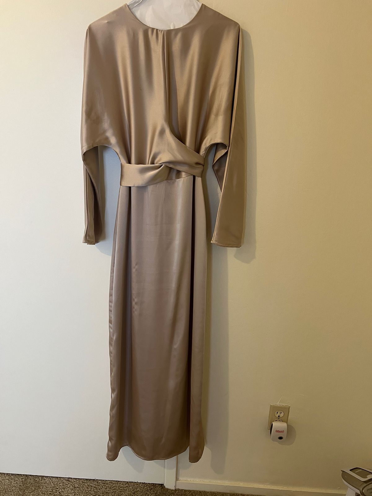 Veiled collection Size 10 Wedding Guest Long Sleeve Gold Floor Length Maxi on Queenly