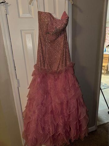 Sherri Hill Size 6 Prom Strapless Pink Mermaid Dress on Queenly