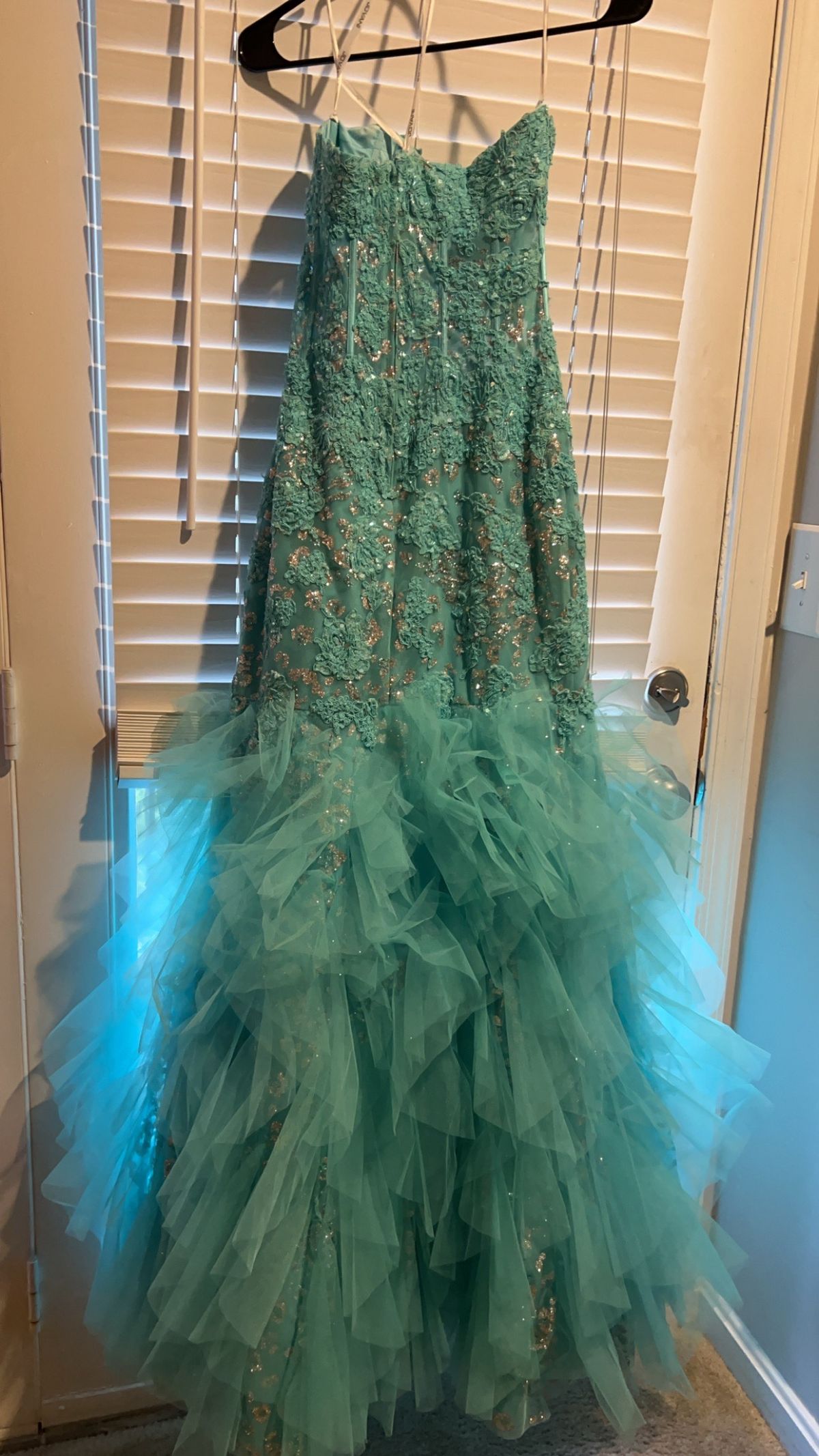 Jovani Size 4 Pageant Strapless Green Mermaid Dress on Queenly