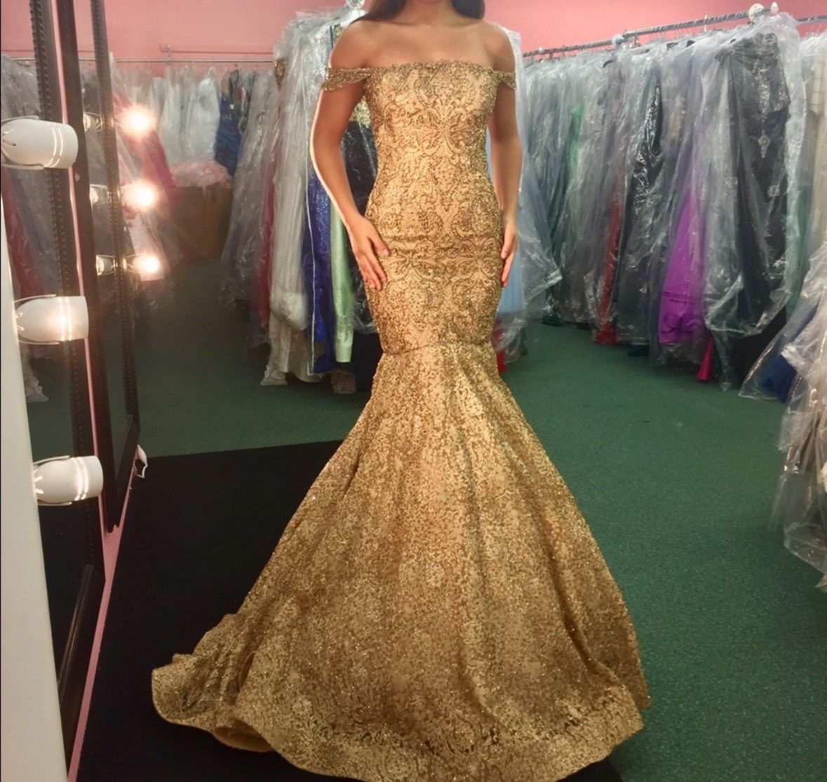 Sherri Hill Size 4 Prom Strapless Gold Mermaid Dress on Queenly