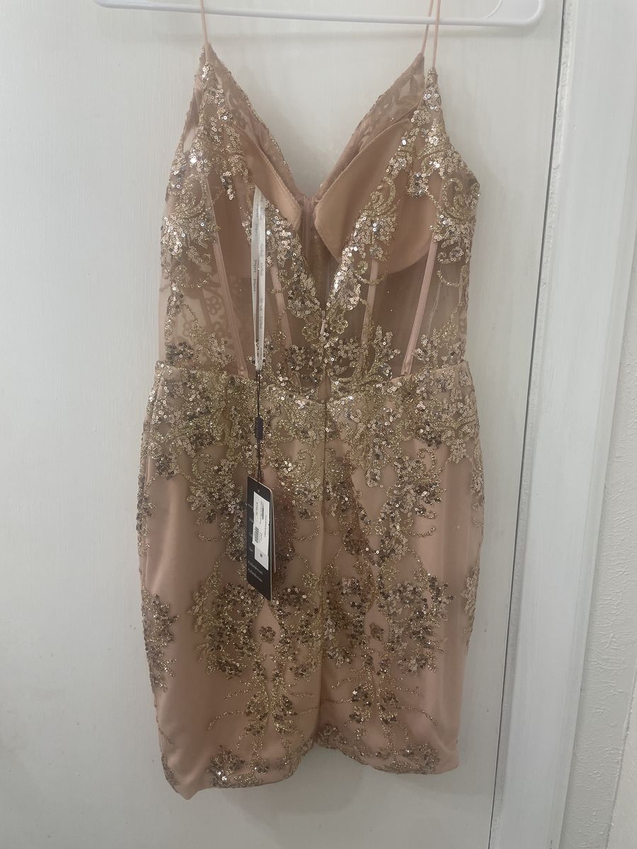 Style 874 Juliet Size 6 Rose Gold Cocktail Dress on Queenly