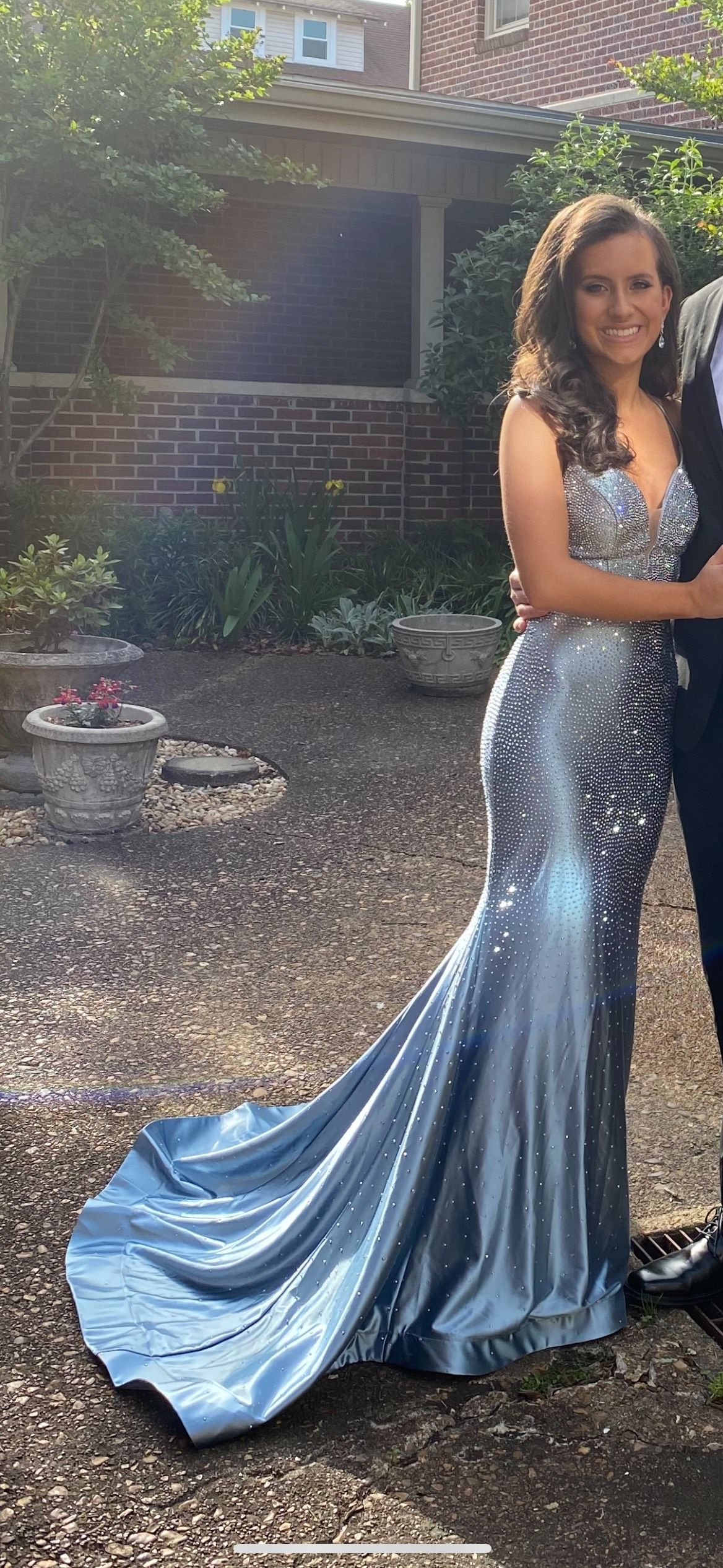 Sherri Hill Size 0 Plunge Light Blue Mermaid Dress on Queenly