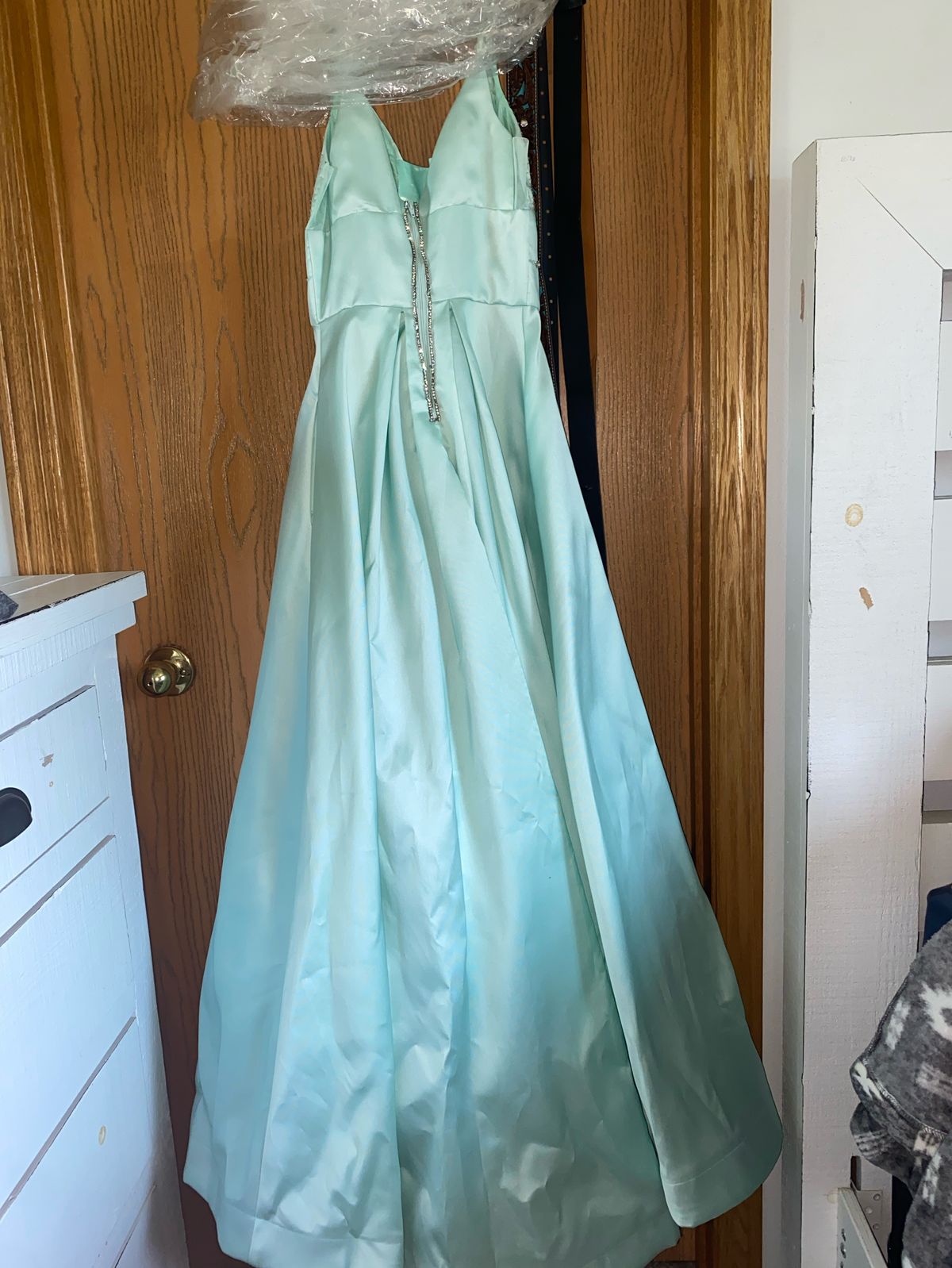 Size S Prom Plunge Green Ball Gown on Queenly