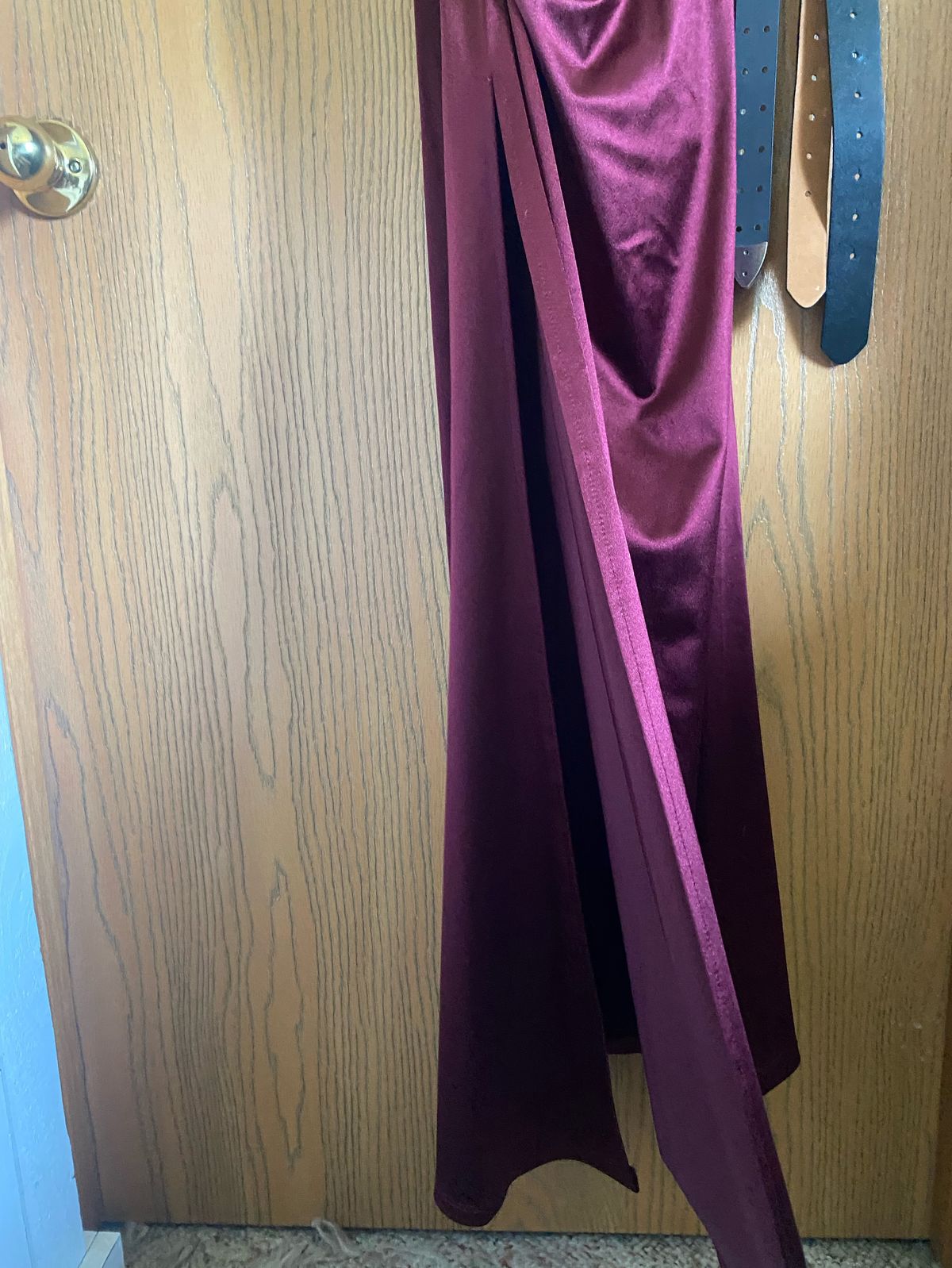 Size S Prom Plunge Red Side Slit Dress on Queenly