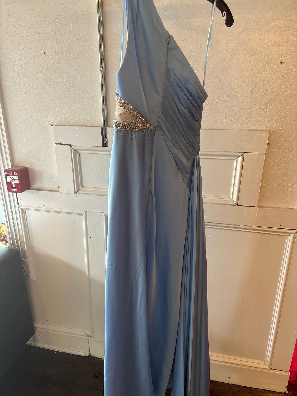 Style 2210 Mac Duggal Size 0 Prom One Shoulder Blue Floor Length Maxi on Queenly