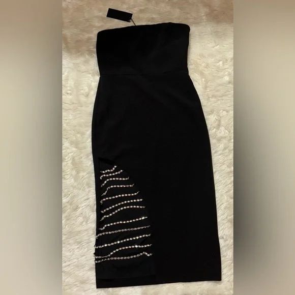 Gianni Bini Size 4 Sequined Black Side Slit Dress on Queenly