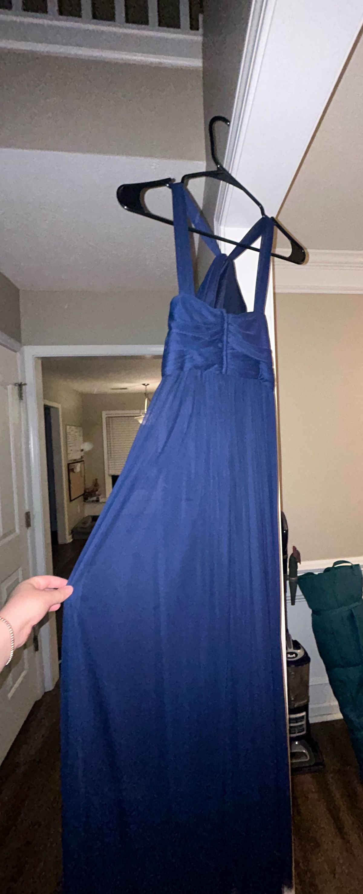 Size 0 Prom High Neck Blue Floor Length Maxi on Queenly