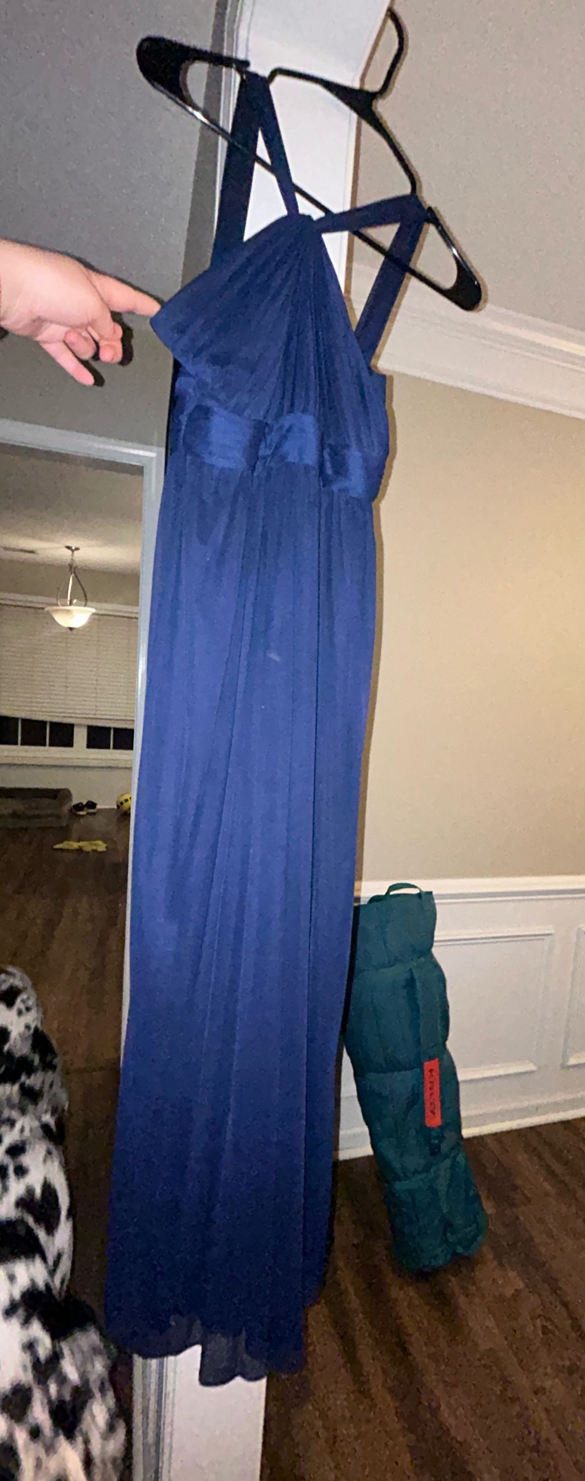 Size 0 Prom High Neck Blue Floor Length Maxi on Queenly