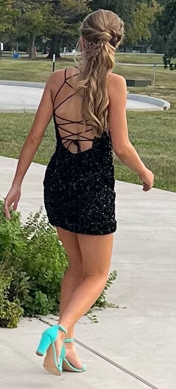 Sherri Hill Size 00 Homecoming Plunge Black Cocktail Dress on Queenly