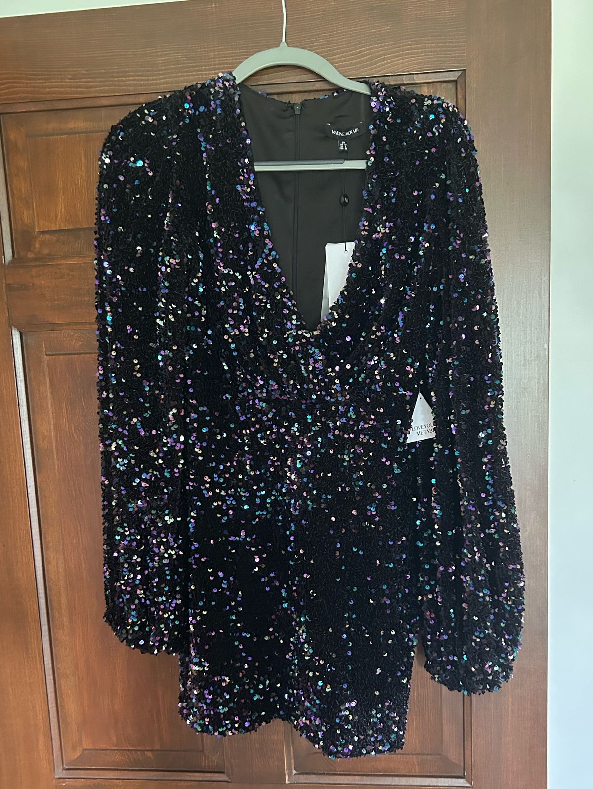 Nadine Merabi Size M Plunge Velvet Multicolor Cocktail Dress on Queenly