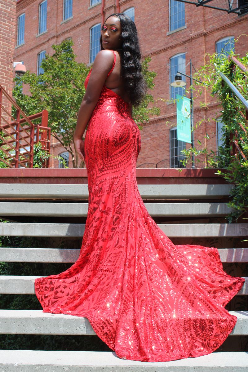 Alamour The Label Size 10 Prom Plunge Red Mermaid Dress on Queenly