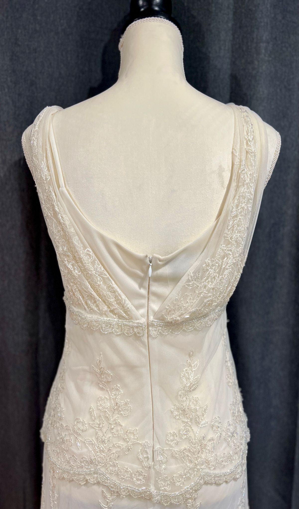 Piarra nights Size 8 Wedding Plunge Lace White A-line Dress on Queenly