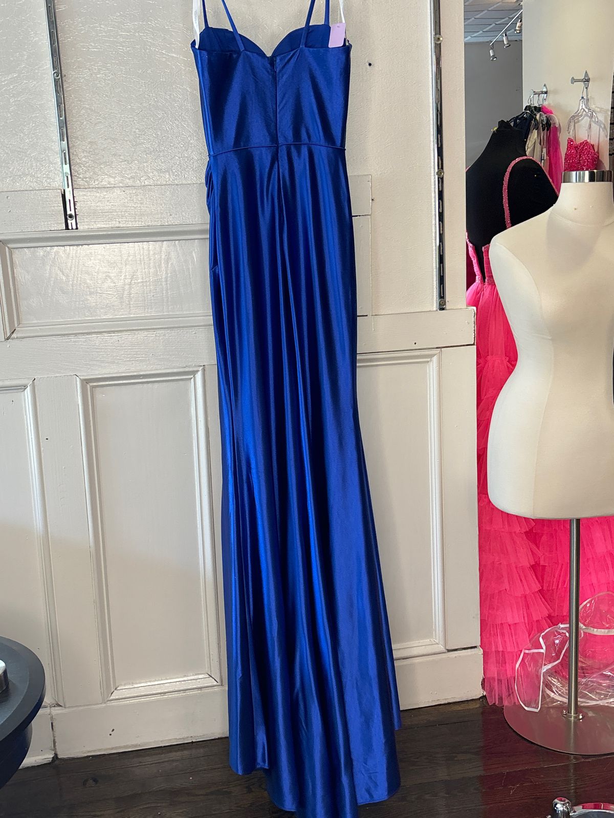 Jovani Size 2 Plunge Blue Floor Length Maxi on Queenly