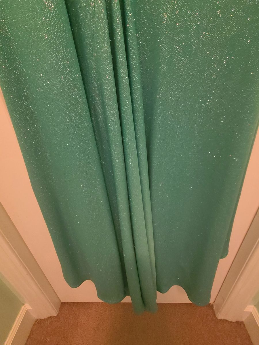 Colette Size 14 Off The Shoulder Turquoise Green Floor Length Maxi on Queenly