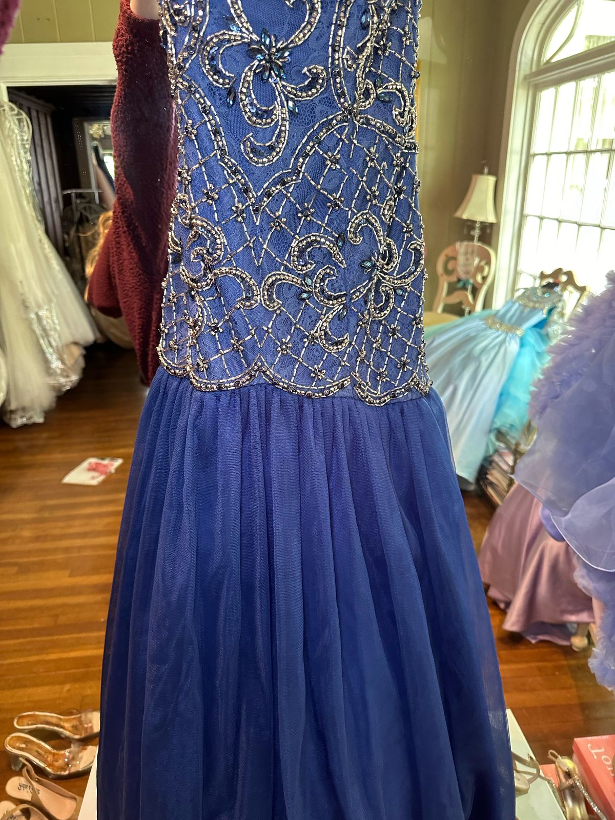 Joyce’s Couture Size 8 Strapless Blue Mermaid Dress on Queenly