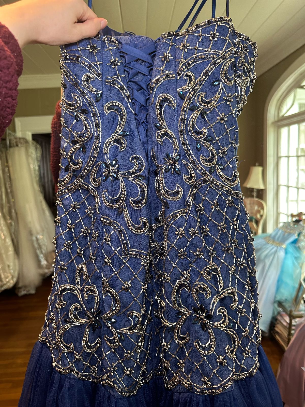 Joyce’s Couture Size 8 Strapless Blue Mermaid Dress on Queenly