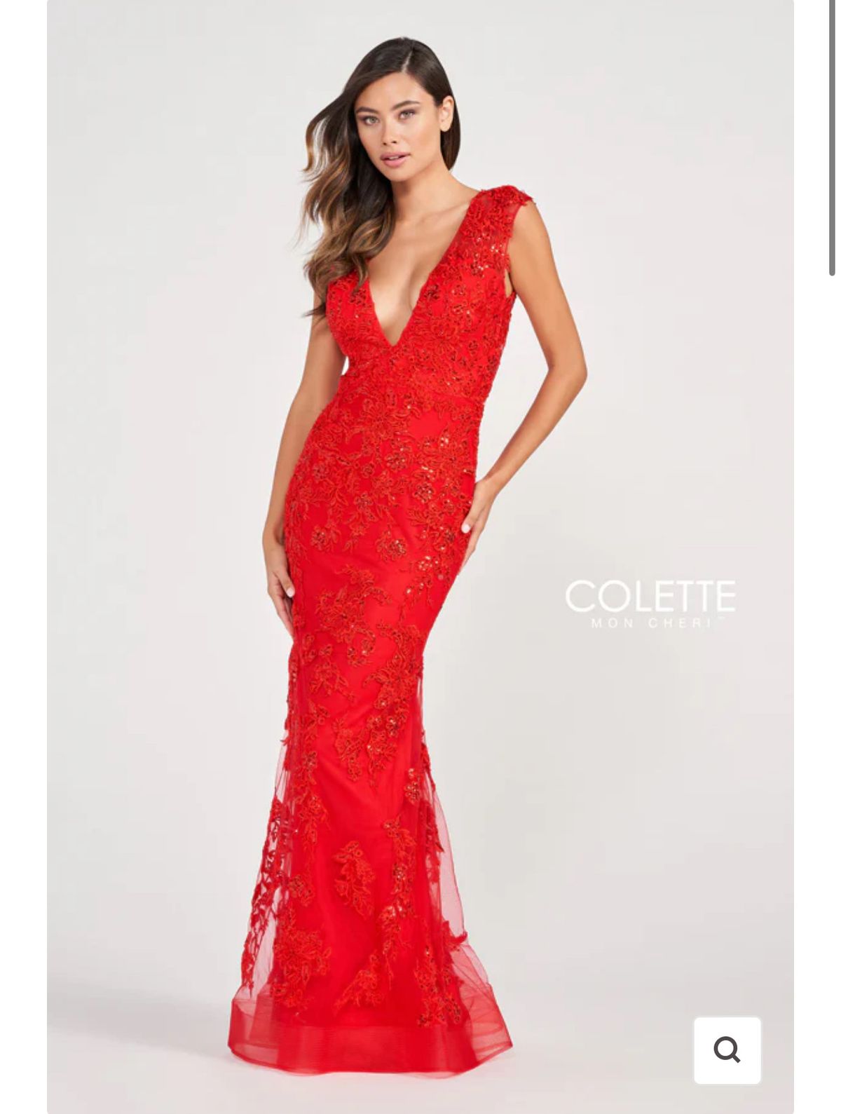 Style CL2096 Colette Size 2 Prom Plunge Red A-line Dress on Queenly