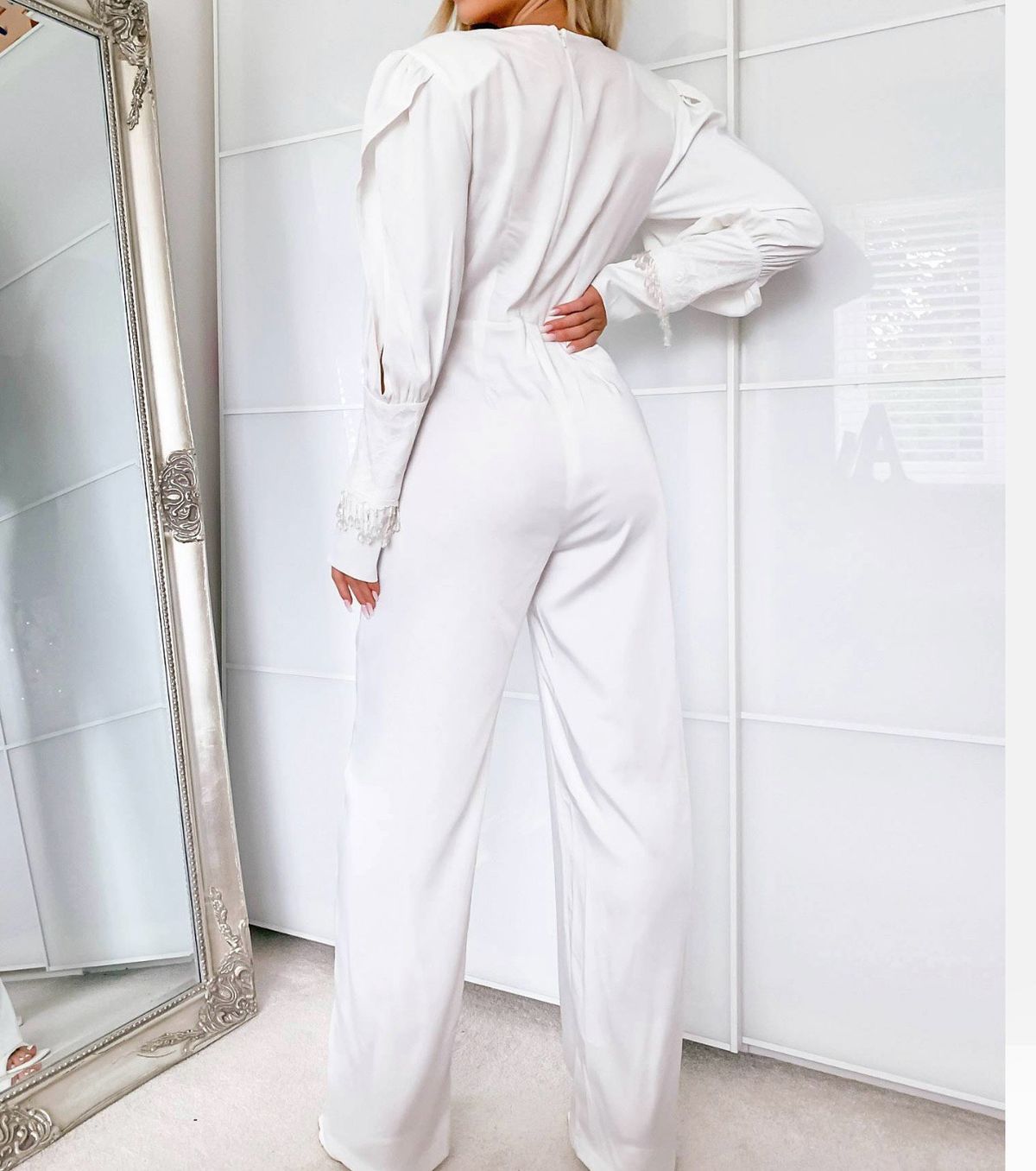 Lashes of London Size S Nightclub Plunge White Formal Jumpsuit on Queenly