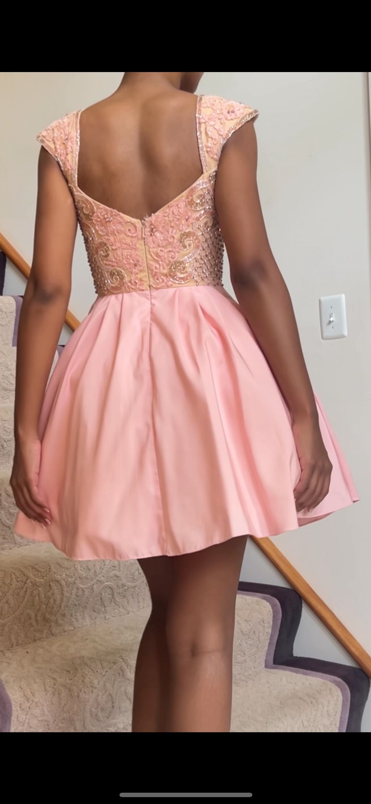 Sherri Hill Size 4 Prom Cap Sleeve Pink Cocktail Dress on Queenly