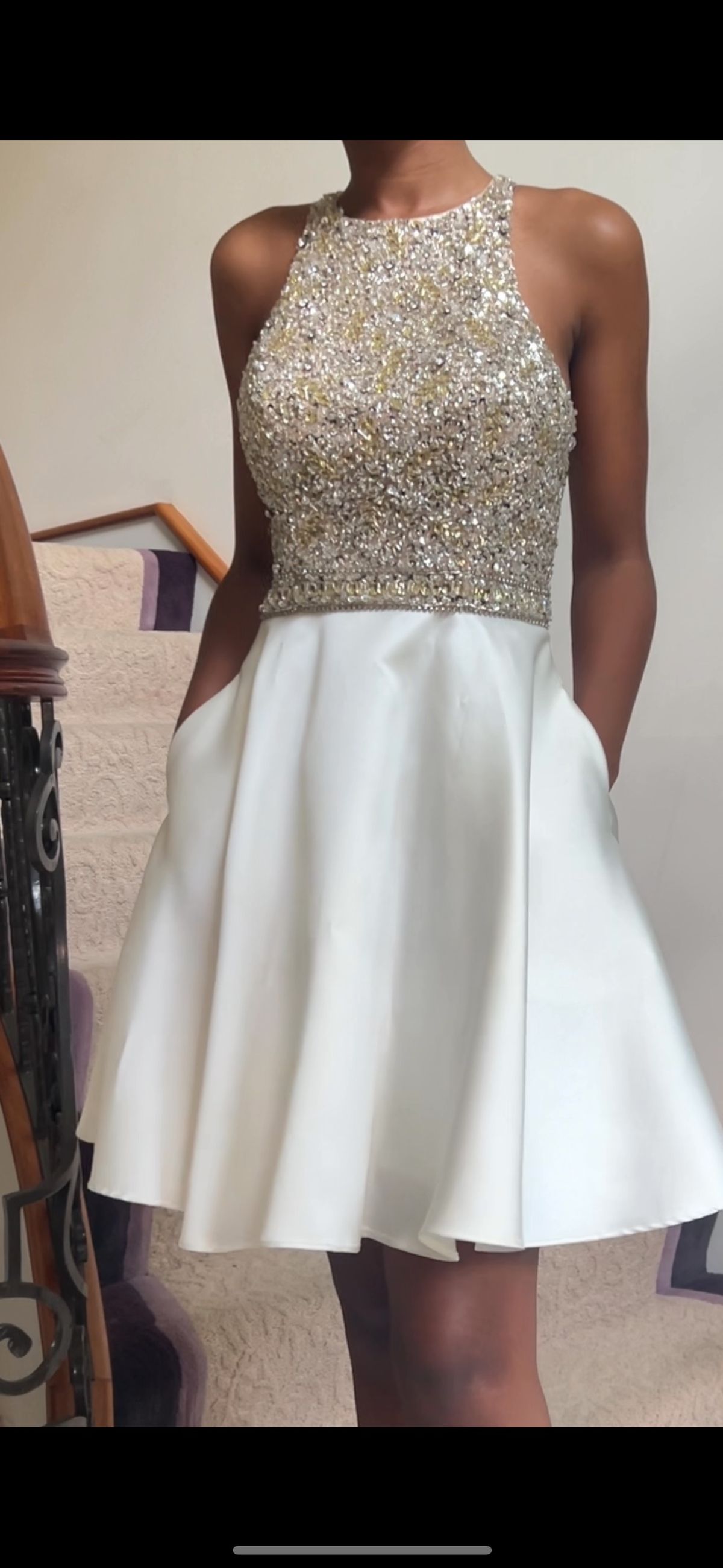 Sherri Hill Size 2 Prom High Neck White Cocktail Dress on Queenly