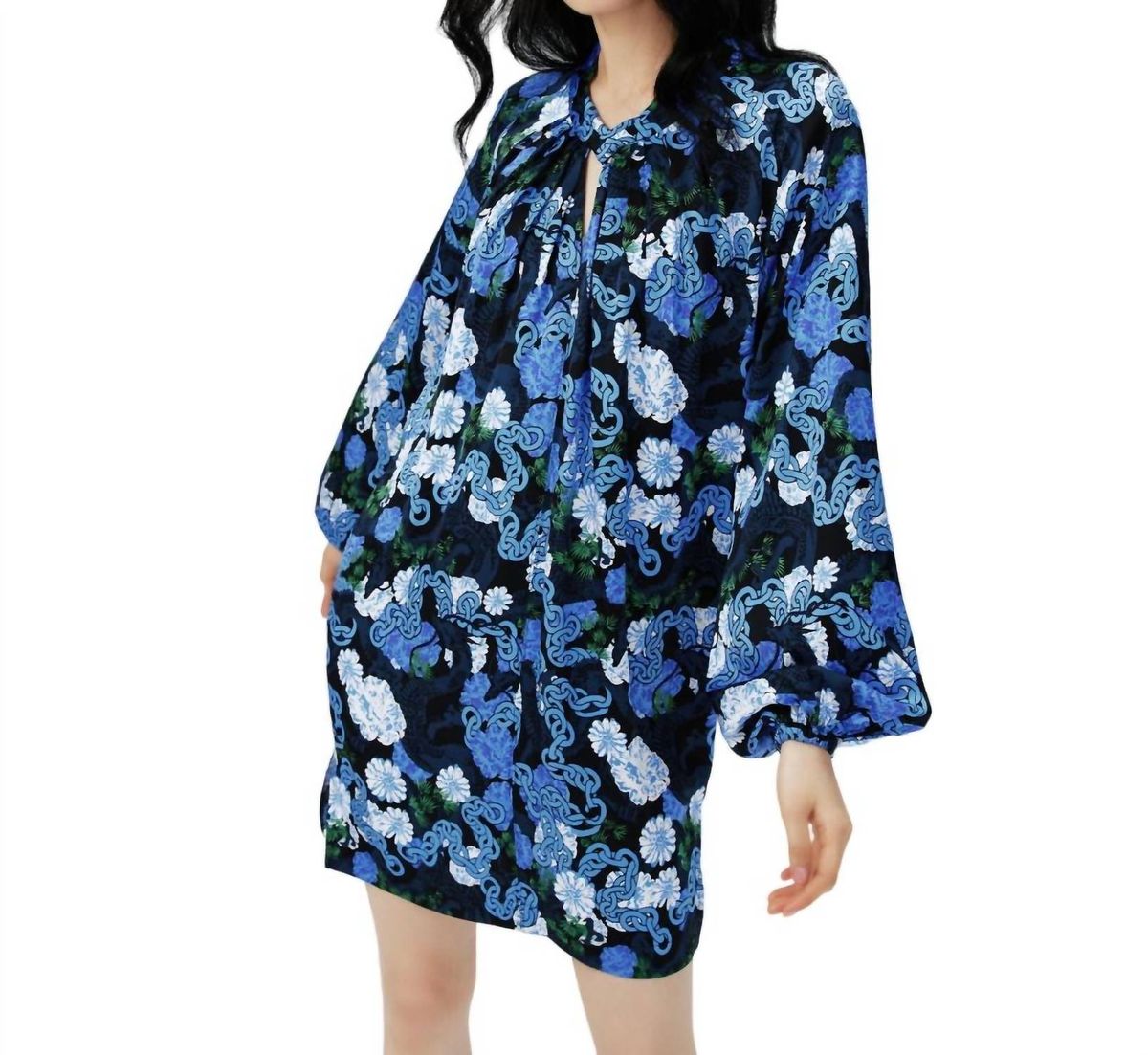 Style 1-2661613715-1691 Diane von Furstenberg Size XL Long Sleeve Satin Blue Cocktail Dress on Queenly