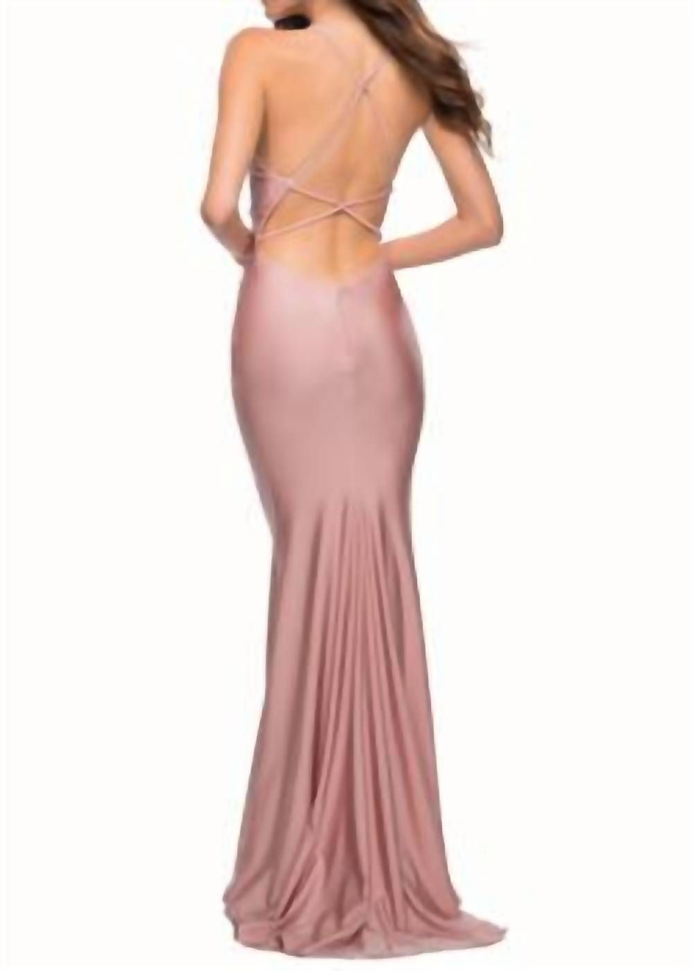 Style 1-3070231639-1498 La Femme Size 4 Pink Stra Dress on Queenly