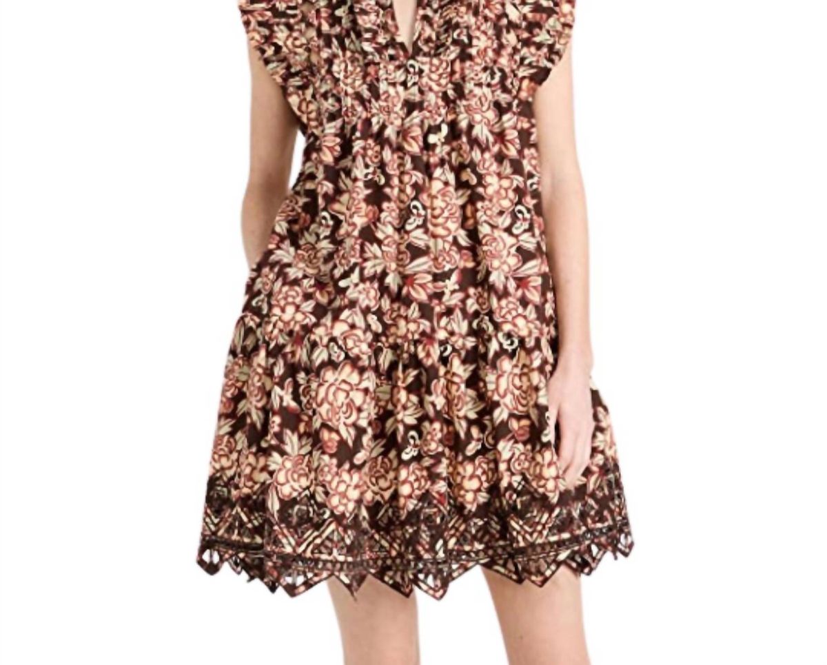 Style 1-344486525-149 SEA Size L Floral Brown Cocktail Dress on Queenly