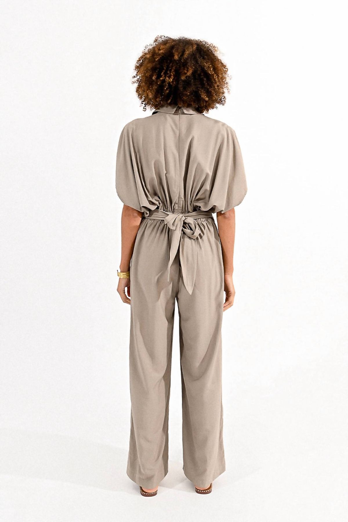 Style 1-3524516018-74 MOLLY BRACKEN Size S High Neck Nude Formal Jumpsuit on Queenly