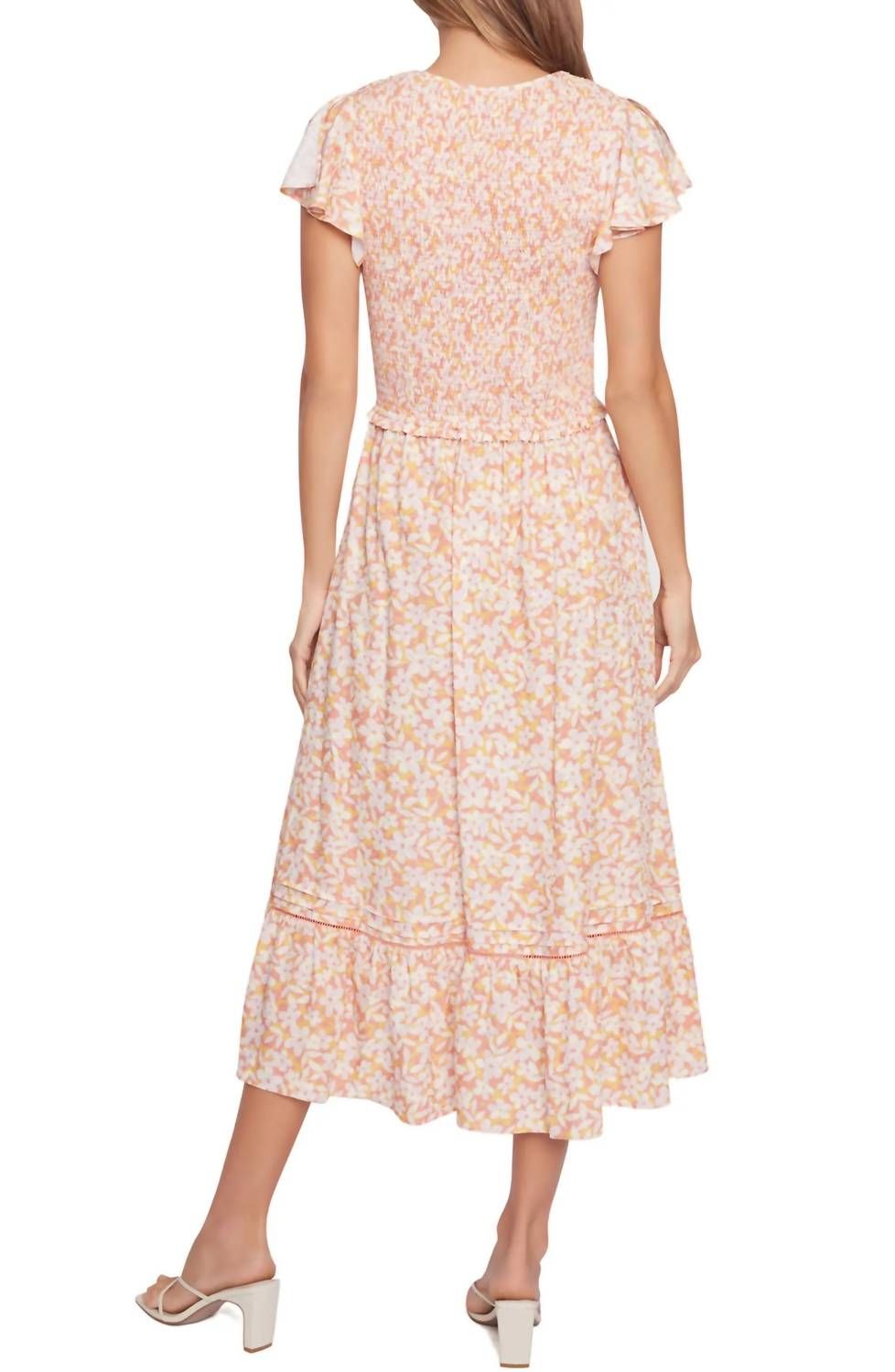 Style 1-3582798832-149 LOST + WANDER Size L Cap Sleeve Floral Orange Cocktail Dress on Queenly