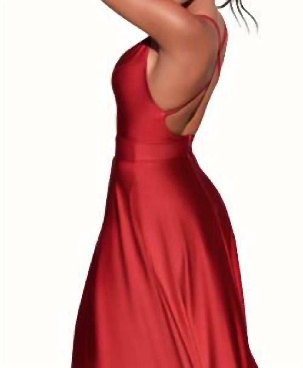 Style 1-3774408017-892 JESSICA ANGEL Size M Red Side Slit Dress on Queenly