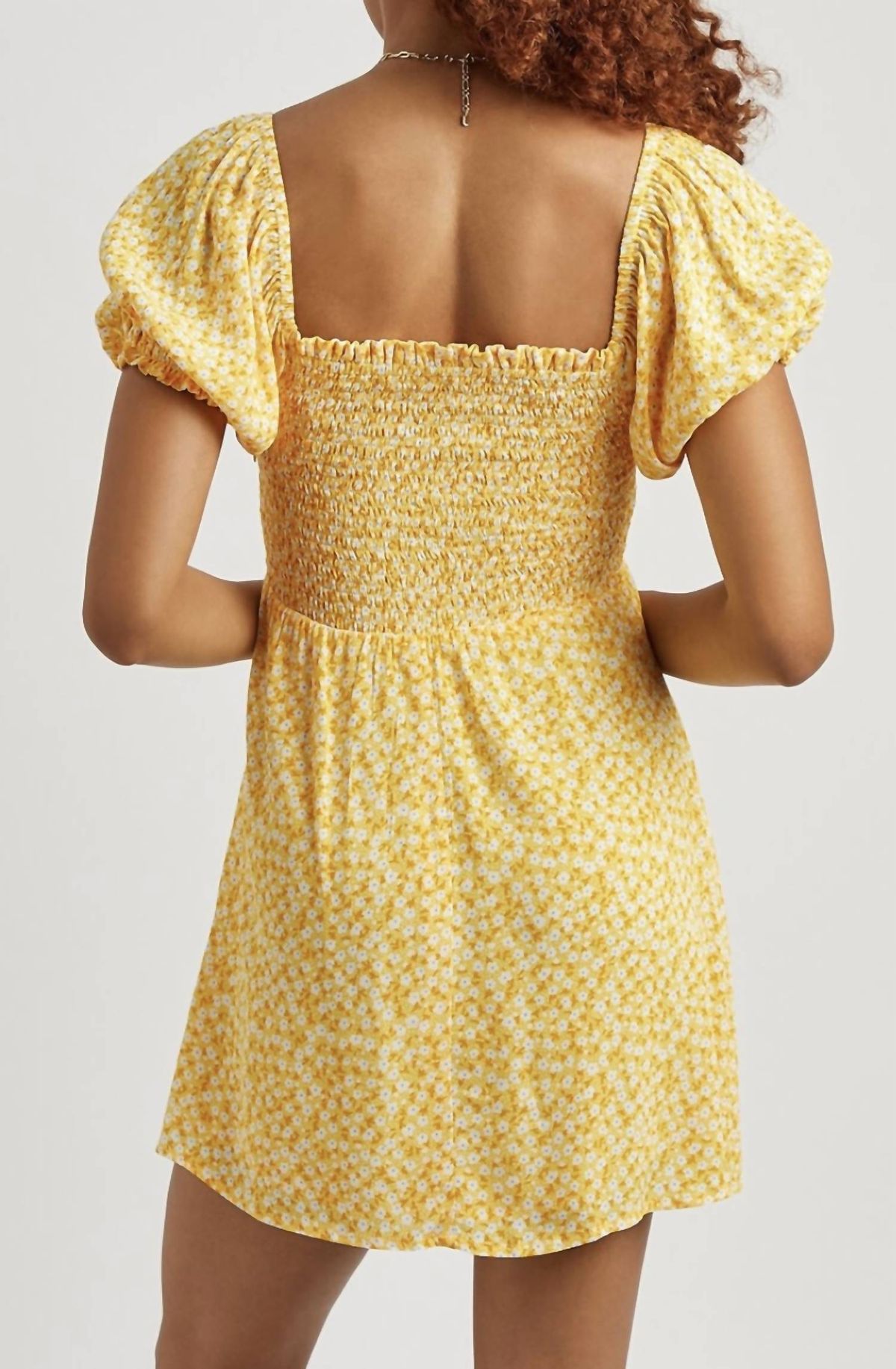 Style 1-4005078749-149 FAITHFULL THE BRAND Size L Floral Yellow Cocktail Dress on Queenly