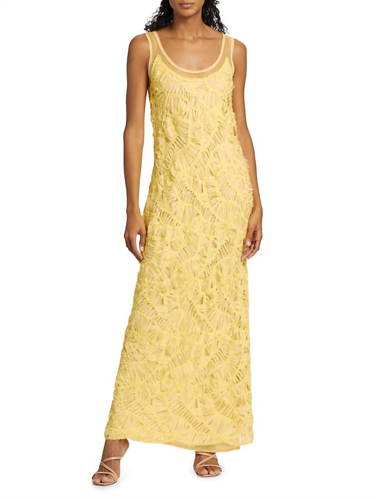 Style 1-59679310-1498 JONATHAN SIMKHAI Size 4 Yellow Floor Length Maxi on Queenly