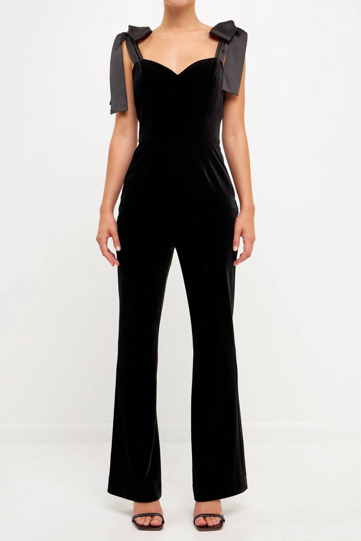 Style 1-1277724602-74 2.7 AUGUST APPAREL Size S Velvet Black Formal Jumpsuit on Queenly