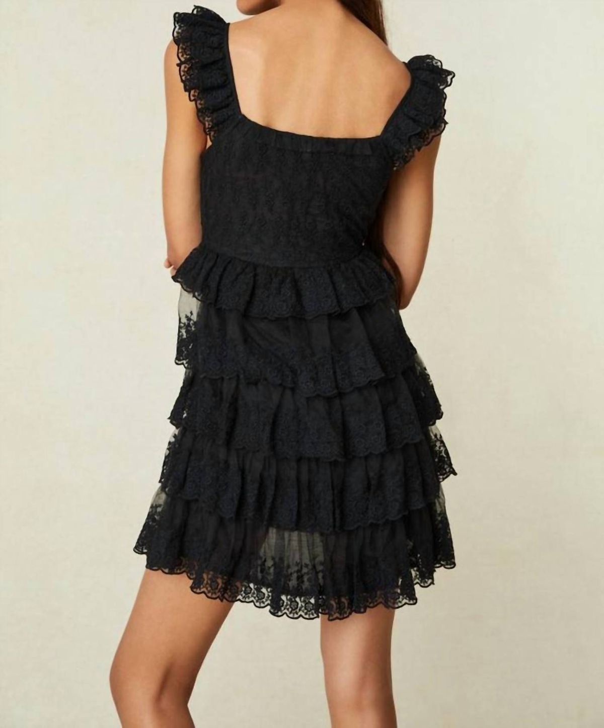 Style 1-1643965749-1901 LoveShackFancy Size 6 Lace Black Cocktail Dress on Queenly