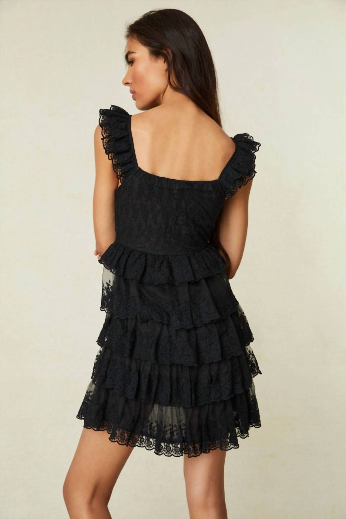 Style 1-1643965749-1901 LoveShackFancy Size 6 Lace Black Cocktail Dress on Queenly