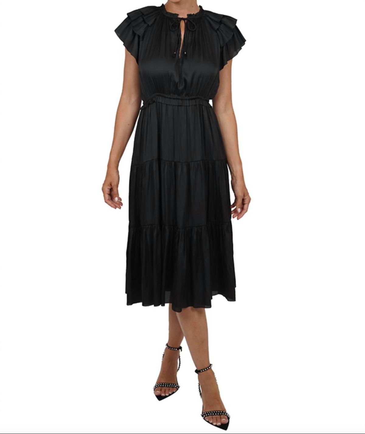 Style 1-2816406146-74 LOVE TOKEN Size S Cap Sleeve Black Cocktail Dress on Queenly