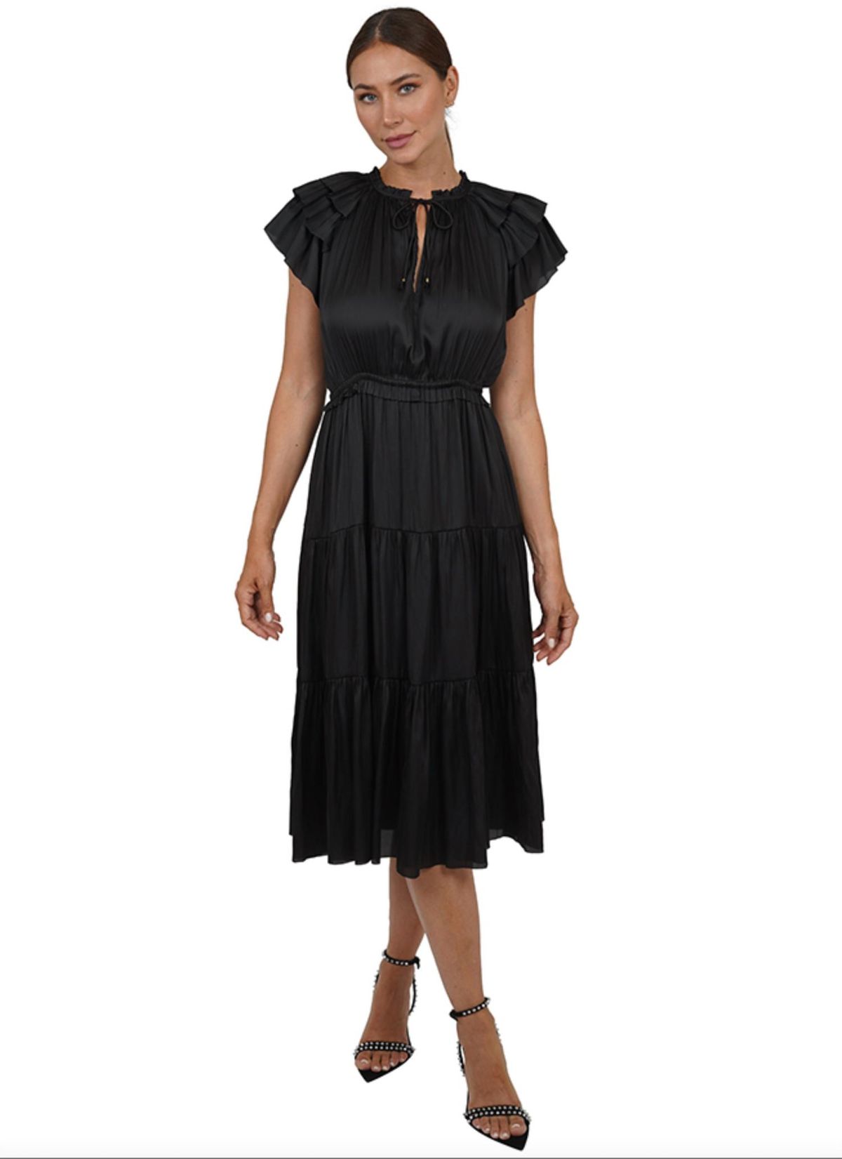 Style 1-2816406146-74 LOVE TOKEN Size S Cap Sleeve Black Cocktail Dress on Queenly