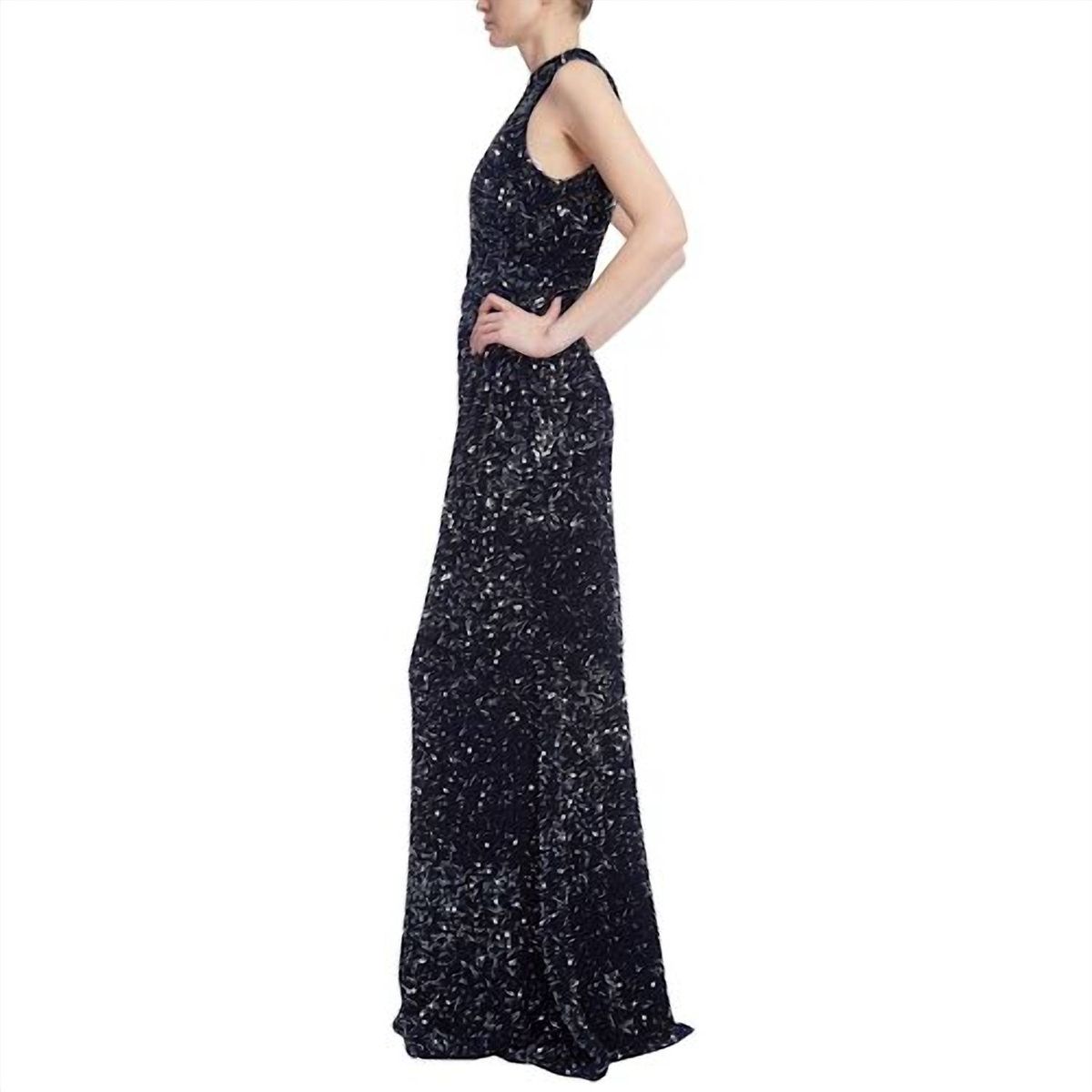 Style 1-2916895230-98 BADGLEY MISCHKA Size 10 Velvet Blue Floor Length Maxi on Queenly