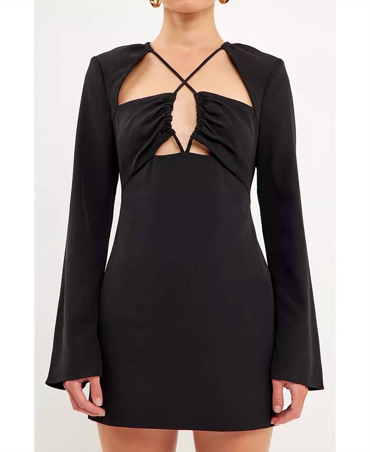 Style 1-3595633674-149 2.7 AUGUST APPAREL Size L Long Sleeve Black Cocktail Dress on Queenly