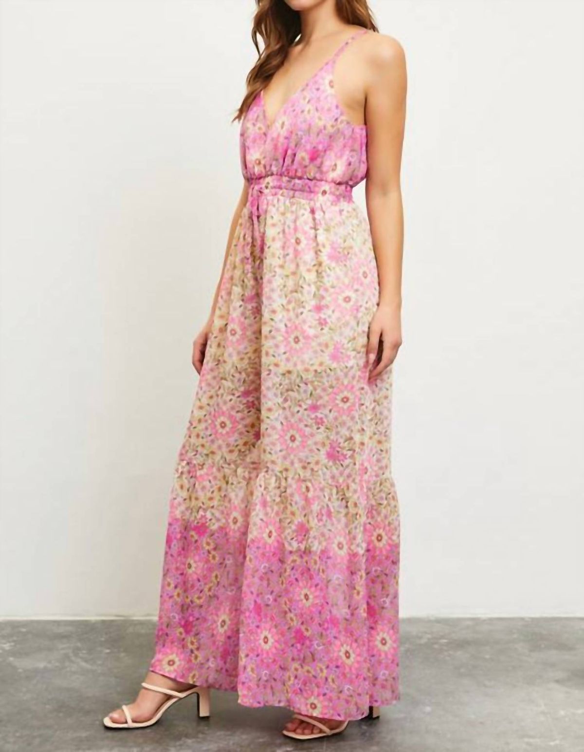 Style 1-3696590636-74 Illa Illa Size S Floral Pink Formal Jumpsuit on Queenly