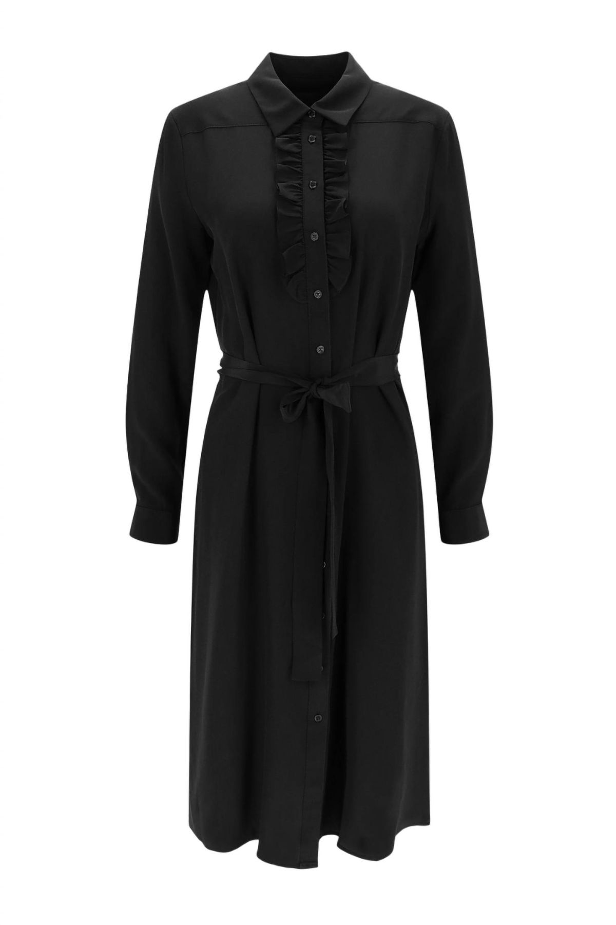 Style 1-4190140766-1901 NILI LOTAN Size 6 Long Sleeve Satin Black Cocktail Dress on Queenly