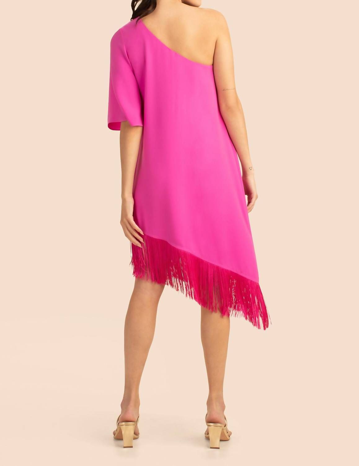 Style 1-4288898763-74 Trina Turk Size S Off The Shoulder Satin Pink Cocktail Dress on Queenly