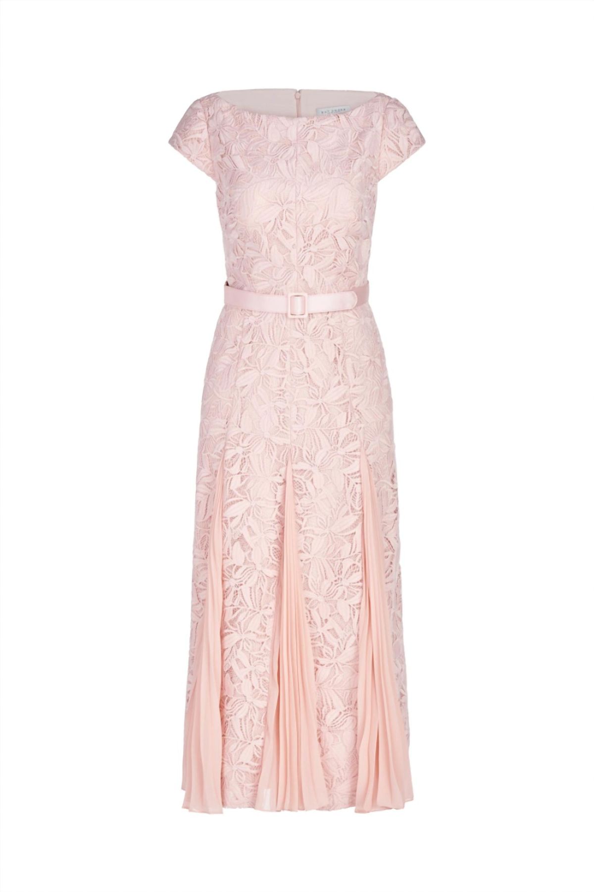 Style 1-100143460-1498 Kay Unger Size 4 Cap Sleeve Lace Pink Cocktail Dress on Queenly