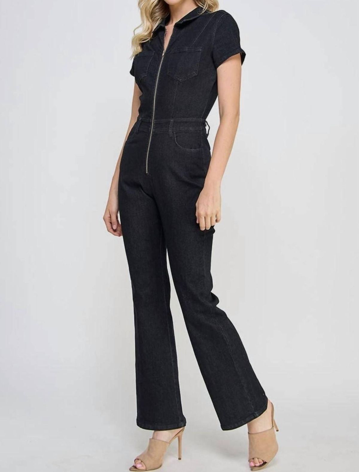 Style 1-1625157975-74 The Vintage Shop Size S High Neck Sequined Black Formal Jumpsuit on Queenly