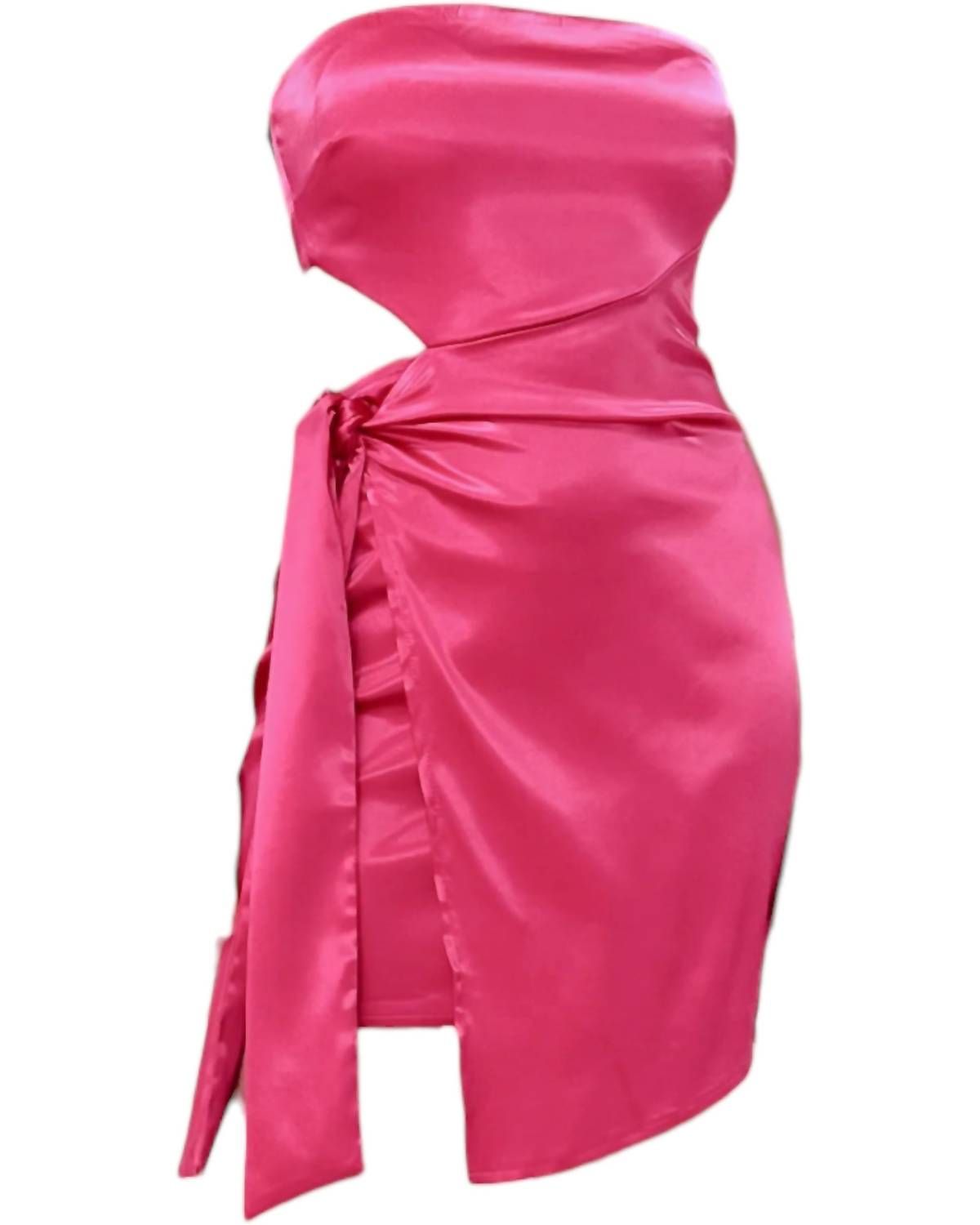 Style 1-1694029491-74 LENA Size S Strapless Satin Hot Pink Cocktail Dress on Queenly