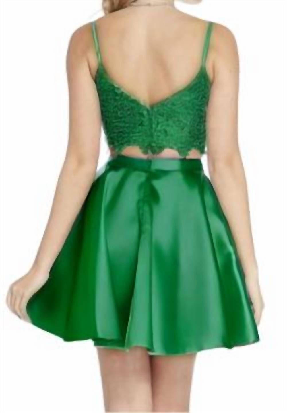 Style 1-2032680165-1901 ALYCE PARIS Size 6 Lace Emerald Green Cocktail Dress on Queenly