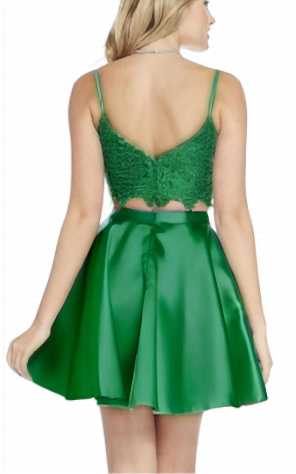 Style 1-2032680165-1901 ALYCE PARIS Size 6 Lace Emerald Green Cocktail Dress on Queenly