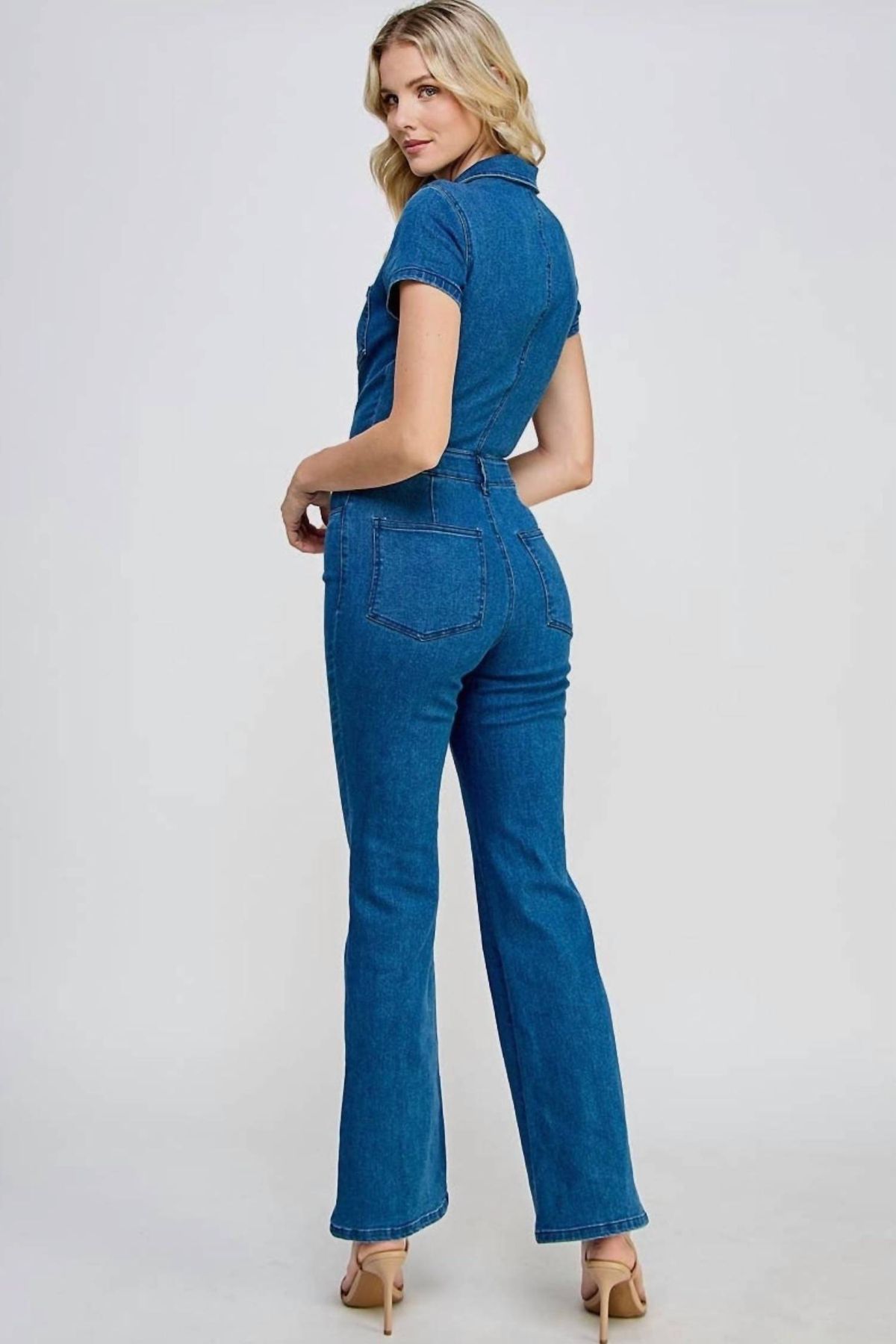 Style 1-271669105-74 The Vintage Shop Size S High Neck Blue Formal Jumpsuit on Queenly